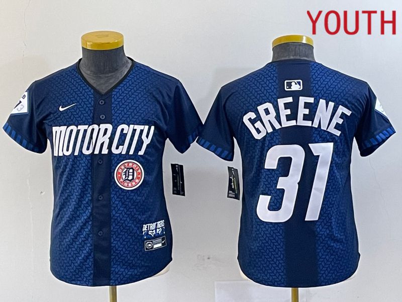 Youth Detroit Tigers #31 Greene Blue City Edition Nike 2024 MLB Jersey style 4